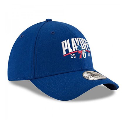 Бейсболка Philadelphia 76ers New Era 2022 NBA Playoffs Arch 39THIRTY Flex Hat - Royal